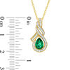 Thumbnail Image 1 of Pear-Shaped Lab-Created Emerald and White Sapphire Cascading Teardrop Pendant in Sterling Silver with 14K Gold Plate