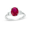 Thumbnail Image 1 of Oval Lab-Created Ruby and White Sapphire Ring in Sterling Silver
