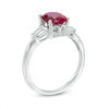 Thumbnail Image 2 of Oval Lab-Created Ruby and White Sapphire Ring in Sterling Silver