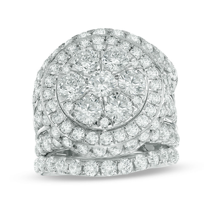 7 CT. T.W. Composite Diamond Frame Three Piece Bridal Set in 14K White Gold