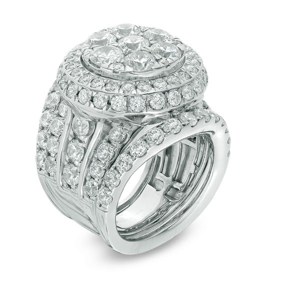 7 CT. T.w. Composite Diamond Frame Three Piece Bridal Set in 14K White Gold