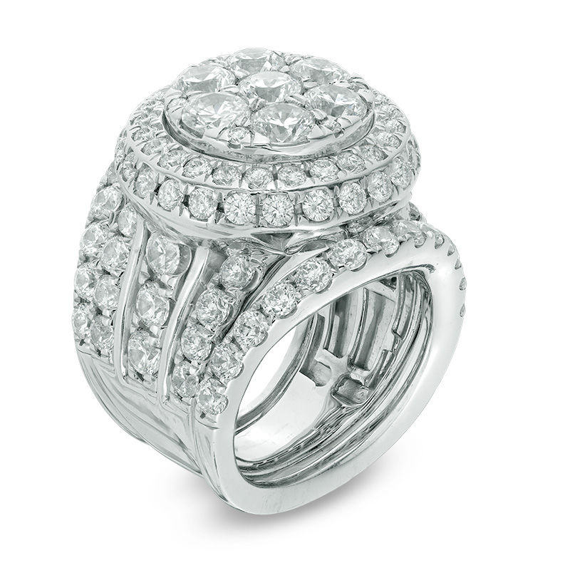 7 CT. T.W. Composite Diamond Frame Three Piece Bridal Set in 14K White Gold