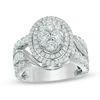 Thumbnail Image 1 of 2 CT. T.W. Composite Diamond Oval Frame Multi-Row Engagement Ring in 14K White Gold