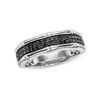 Thumbnail Image 1 of 1/3 CT. T.W. Black Diamond Two Row Bamboo Edge Wedding Band in Sterling Silver