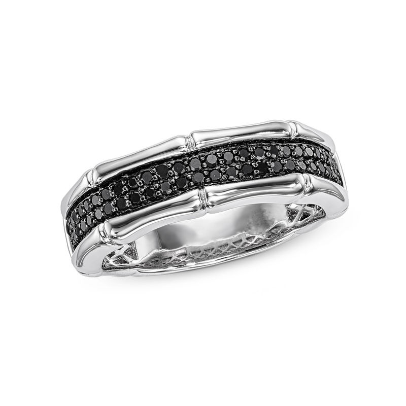 Men's 1/3 CT. T.W. Enhanced Black Diamond Two Row Bamboo