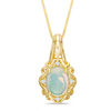 Thumbnail Image 1 of Oval Opal and Diamond Accent Ornate Frame Pendant in 10K Gold