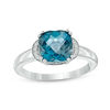 Thumbnail Image 1 of 8.0mm Cushion-Cut Swiss Blue Topaz and Lab-Created White Sapphire Collar Ring in Sterling Silver
