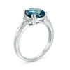 Thumbnail Image 1 of 8.0mm Cushion-Cut Swiss Blue Topaz and Lab-Created White Sapphire Collar Ring in Sterling Silver