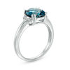Thumbnail Image 2 of 8.0mm Cushion-Cut Swiss Blue Topaz and Lab-Created White Sapphire Collar Ring in Sterling Silver