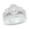 Thumbnail Image 0 of 2-1/5 CT. T.W. Diamond Oval Frame Past Present Future® Bridal Set in 14K White Gold