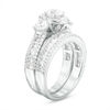 Thumbnail Image 1 of 2-1/5 CT. T.W. Diamond Oval Frame Past Present Future® Bridal Set in 14K White Gold