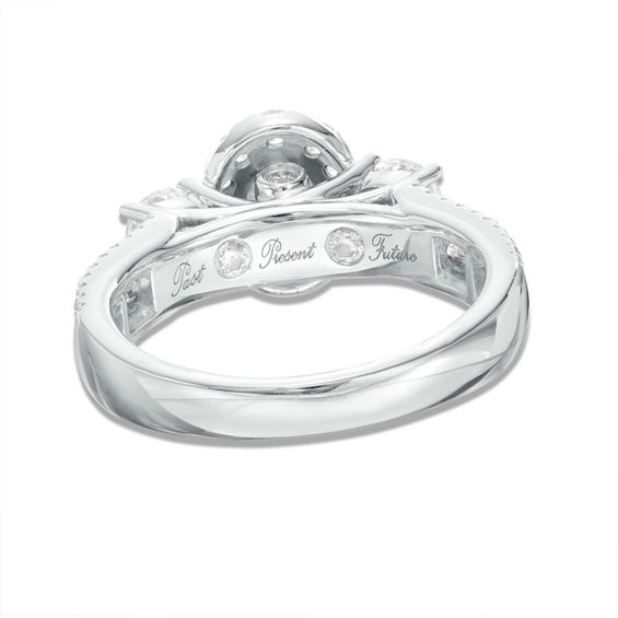 2-1/5 CT. T.w. Diamond Oval Frame Past Present FutureÂ® Bridal Set in 14K White Gold
