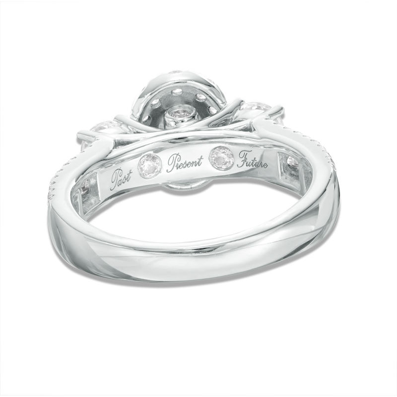 2-1/5 CT. T.W. Diamond Oval Frame Past Present Future® Bridal Set in 14K White Gold