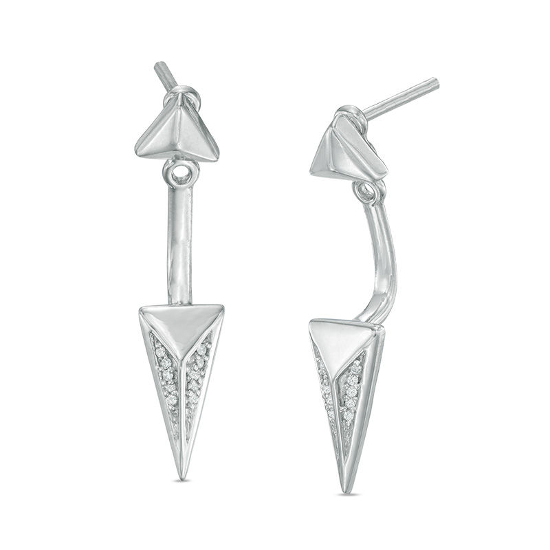 Diamond Accent Pyramid Front/Back Earrings in Sterling Silver Zales
