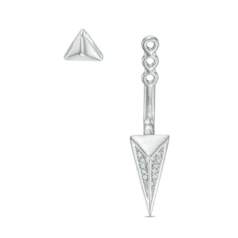 Diamond Accent Pyramid Front/Back Earrings in Sterling Silver Zales