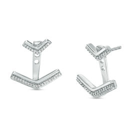 1/10 CT. T.W. Diamond Chevron Front/Back Earrings in Sterling Silver