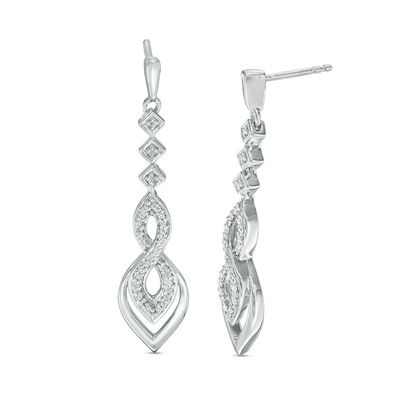 1/5 ct Diamond Drop Earrings in Sterling Silver 