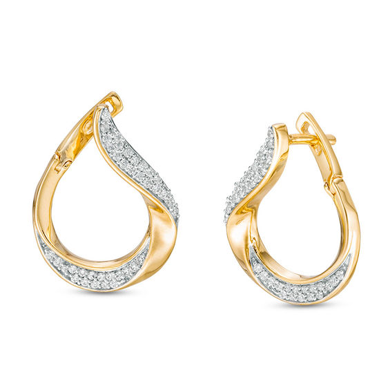 1/3 CT. T.w. Diamond Flat Front Twist Earrings in 10K Gold