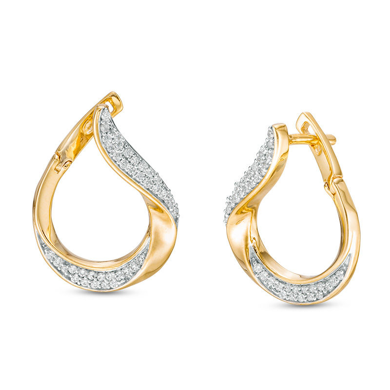 1/3 CT. T.W. Diamond Flat Front Twist Earrings in 10K Gold | Zales