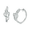 Thumbnail Image 1 of 1/10 CT. T.W. Diamond Heart Woven Hoop Earrings in Sterling Silver