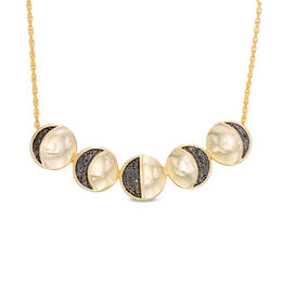 1/6 CT. T.W. Black Diamond Moon Phase Necklace in Sterling Silver and 14K Gold Plate - 16"