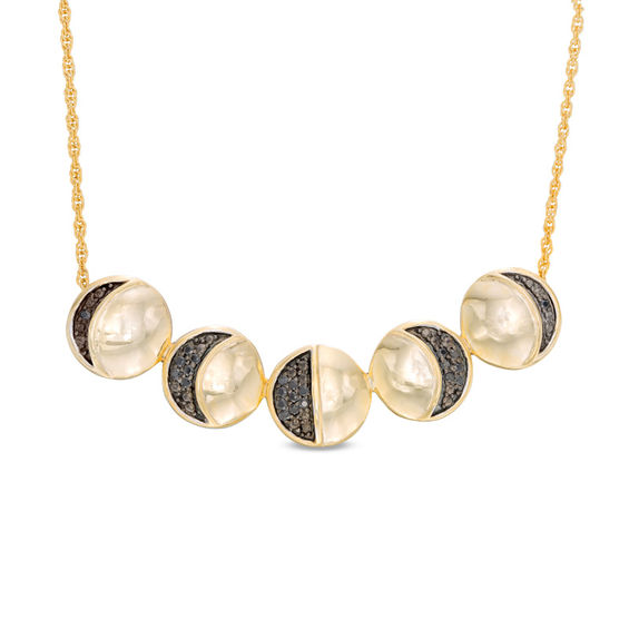14k Gold .005ct Diamond Moon Necklace