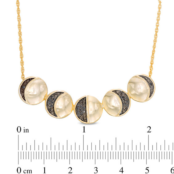 1/6 CT. T.w. Black Diamond Moon Phase Necklace in Sterling Silver and 14K Gold Plate - 16"