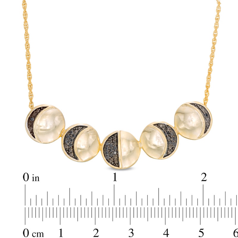 Main Image 2 of 1/6 CT. T.W. Black Diamond Moon Phase Necklace in Sterling Silver and 14K Gold Plate - 16"