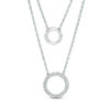 Thumbnail Image 0 of 1/10 CT. T.W. Diamond Two Circle Double Strand Necklace in Sterling Silver - 20"