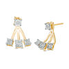 Thumbnail Image 0 of 1/10 CT. T.W. Diamond Fan Front/Back Earrings in Sterling Silver and 14K Gold Plate