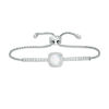 Thumbnail Image 1 of 7.0mm Cushion-Cut Lab-Created Opal and White Sapphire Frame Bolo Bracelet in Sterling Silver - 9.0"