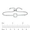 Thumbnail Image 1 of 7.0mm Cushion-Cut Lab-Created Opal and White Sapphire Frame Bolo Bracelet in Sterling Silver - 9.0"