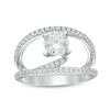 Thumbnail Image 1 of 6.5mm Lab-Created White Sapphire Orbit Split Shank Ring in Sterling Silver