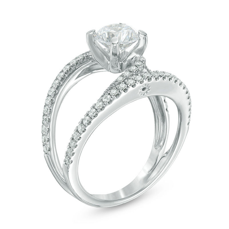 Main Image 2 of 6.5mm Lab-Created White Sapphire Orbit Split Shank Ring in Sterling Silver