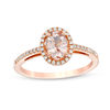 Thumbnail Image 1 of Oval Morganite and 1/6 CT. T.W. Diamond Frame Ring in 14K Rose Gold