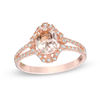 Thumbnail Image 1 of Oval Morganite and 1/8 CT. T.W. Diamond Art Deco Frame Split Shank Ring in 10K Rose Gold