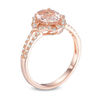 Thumbnail Image 1 of Oval Morganite and 1/8 CT. T.W. Diamond Art Deco Frame Split Shank Ring in 10K Rose Gold