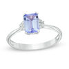 Thumbnail Image 1 of Emerald-Cut Tanzanite and Diamond Accent Ring in 10K White Gold