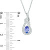 Thumbnail Image 1 of Pear-Shaped Tanzanite and Lab-Created White Sapphire Frame Knot Pendant in Sterling Silver