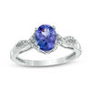 Thumbnail Image 1 of Oval Tanzanite and Diamond Accent Split Shank Ring in 10K White Gold