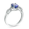 Thumbnail Image 2 of Oval Tanzanite and Diamond Accent Split Shank Ring in 10K White Gold