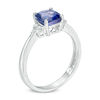 Thumbnail Image 1 of 6.5mm Cushion-Cut Tanzanite and Diamond Accent Tri-Sides Ring in 10K White Gold