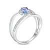 Thumbnail Image 1 of Oval Tanzanite and Diamond Accent Orbit Ring in Sterling Silver
