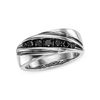 Thumbnail Image 0 of Men's 1/2 CT. T.W. Black Diamond Seven Stone Slant Wedding Band in Sterling Silver