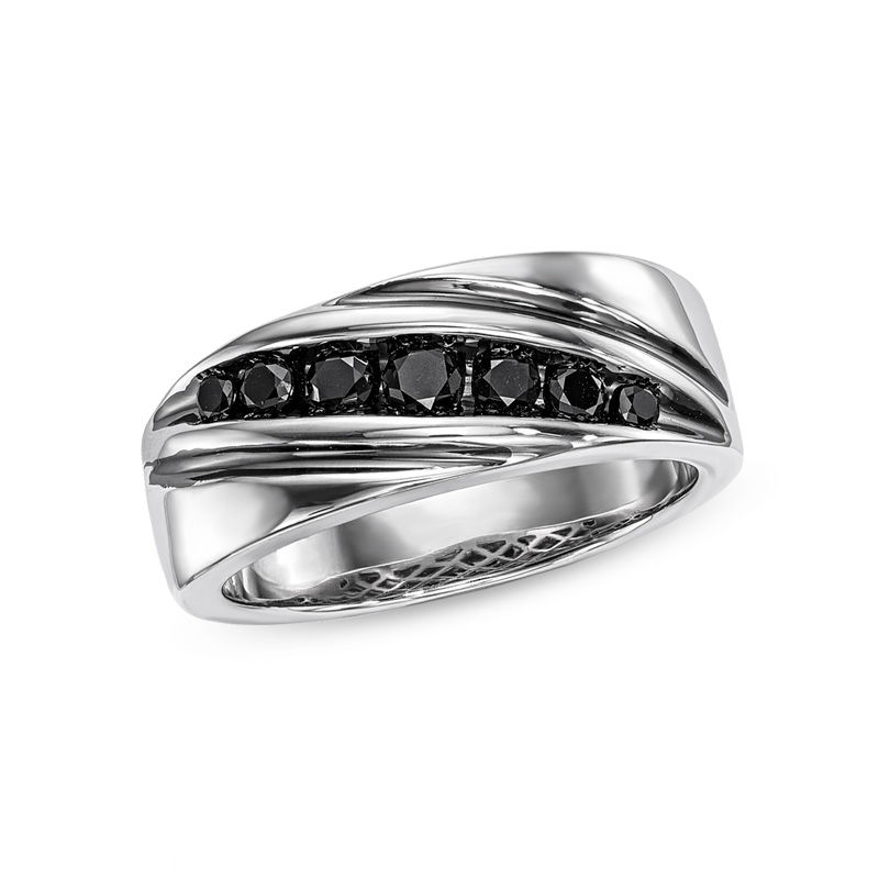 2.75 Carat Black Diamond Mens Ring, Filigree Unique Wedding Ring Halo 14K  White Gold or Yellow Gold or Rose Gold Handmade Certified