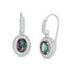 Thumbnail Image 0 of Oval Mystic Fire® Topaz and Lab-Created White Sapphire Frame Vintage-Style Drop Earrings in Sterling Silver