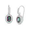 Thumbnail Image 1 of Oval Mystic Fire® Topaz and Lab-Created White Sapphire Frame Vintage-Style Drop Earrings in Sterling Silver
