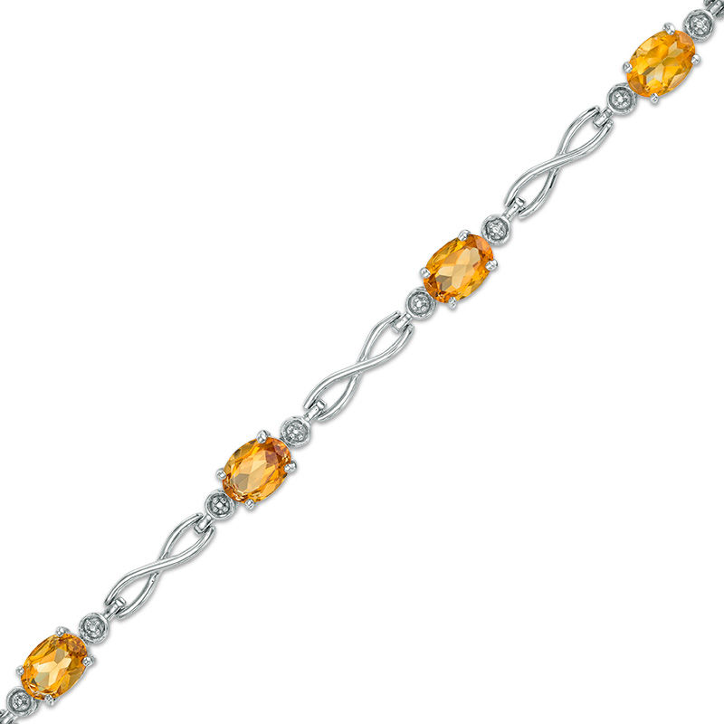 Main Image 1 of Oval Madeira Citrine Infinity Link Bracelet in Sterling Silver - 7.25"