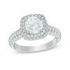 Thumbnail Image 1 of 7.0mm Lab-Created White Sapphire Double Row Cushion Frame Ring in Sterling Silver