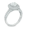 Thumbnail Image 2 of 7.0mm Lab-Created White Sapphire Double Row Cushion Frame Ring in Sterling Silver